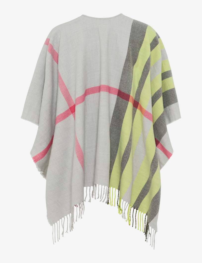 V領彩色格紋斗篷