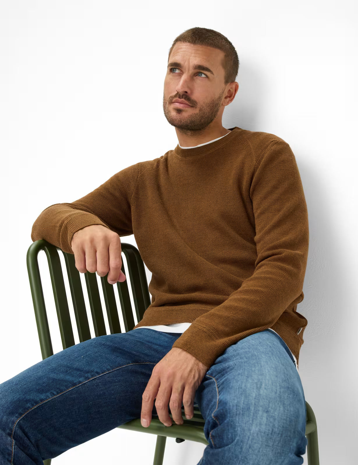 圓領長袖套頭毛衣