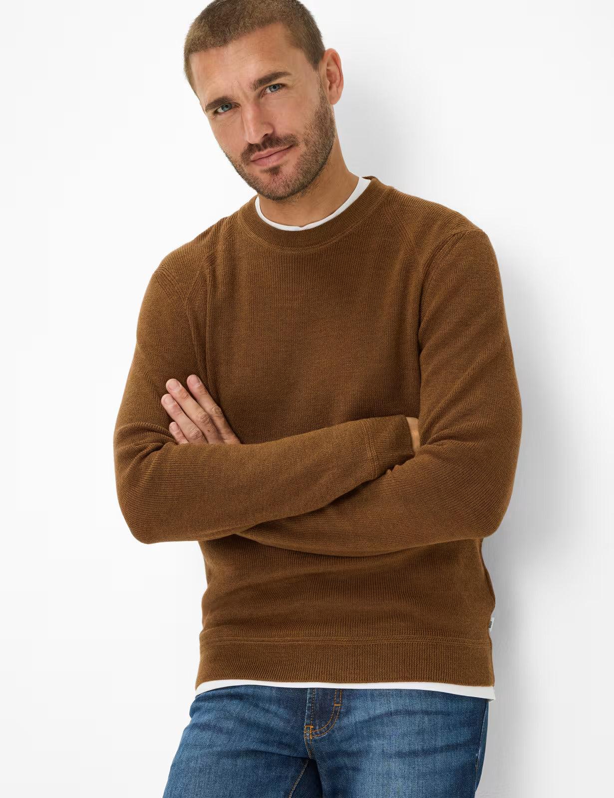 圓領長袖套頭毛衣