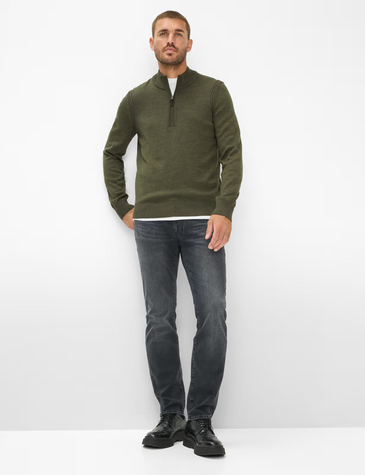 拉鏈立領長袖套頭衫