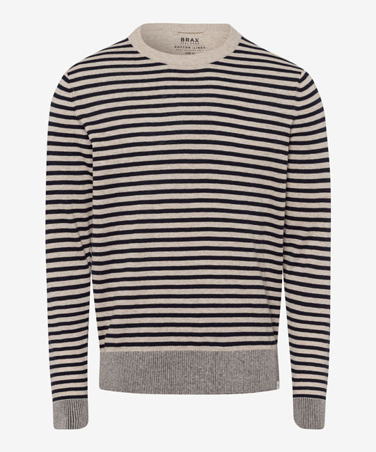 Round-Neck Pullover with Modern Striped Look