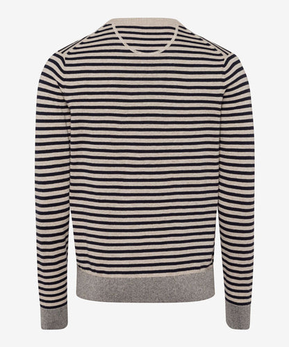 Round-Neck Pullover with Modern Striped Look