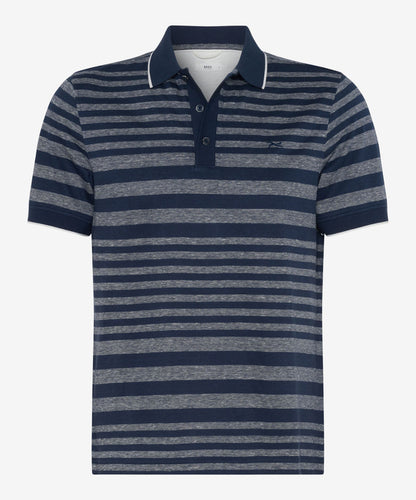 Striped Polo Shirt in A Cotton-Linen Mix