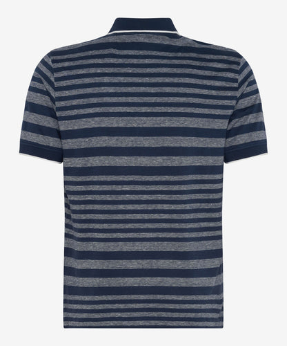 Striped Polo Shirt in A Cotton-Linen Mix