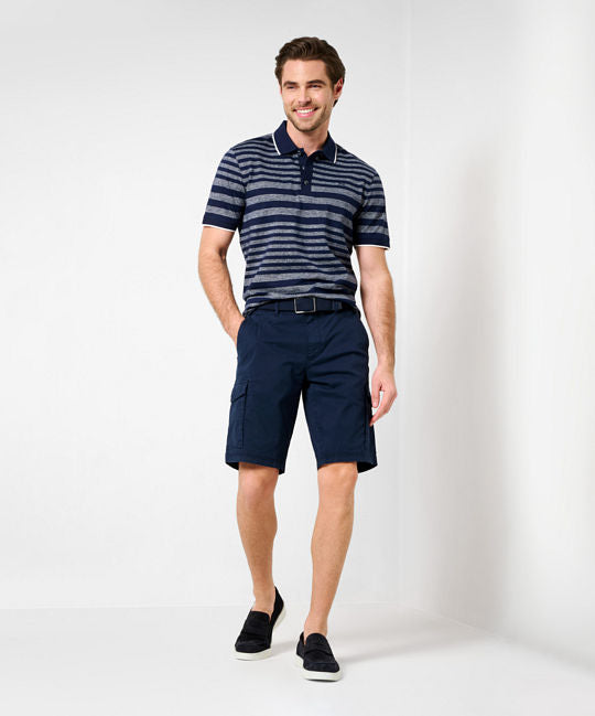 Striped Polo Shirt in A Cotton-Linen Mix