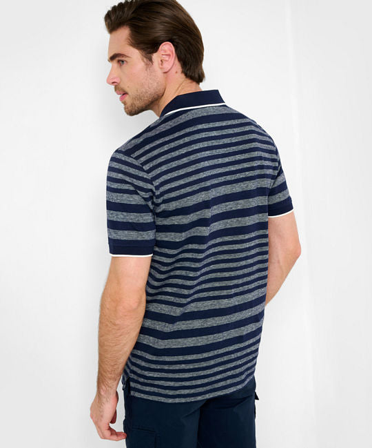 Striped Polo Shirt in A Cotton-Linen Mix