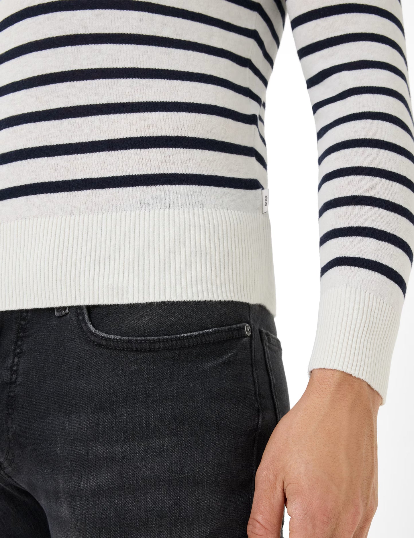 圓領條紋針織上衣