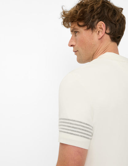 撞色条纹短袖Polo恤