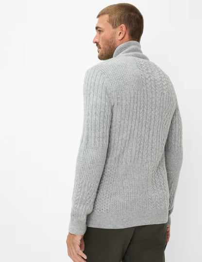 電纜針織圖案紐扣立領針織開衫