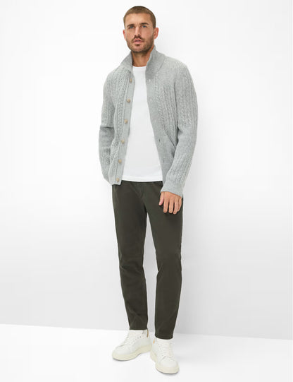 電纜針織圖案紐扣立領針織開衫