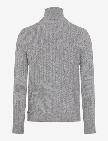 電纜針織圖案紐扣立領針織開衫