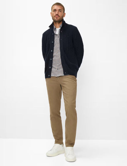 電纜針織圖案紐扣立領針織開衫