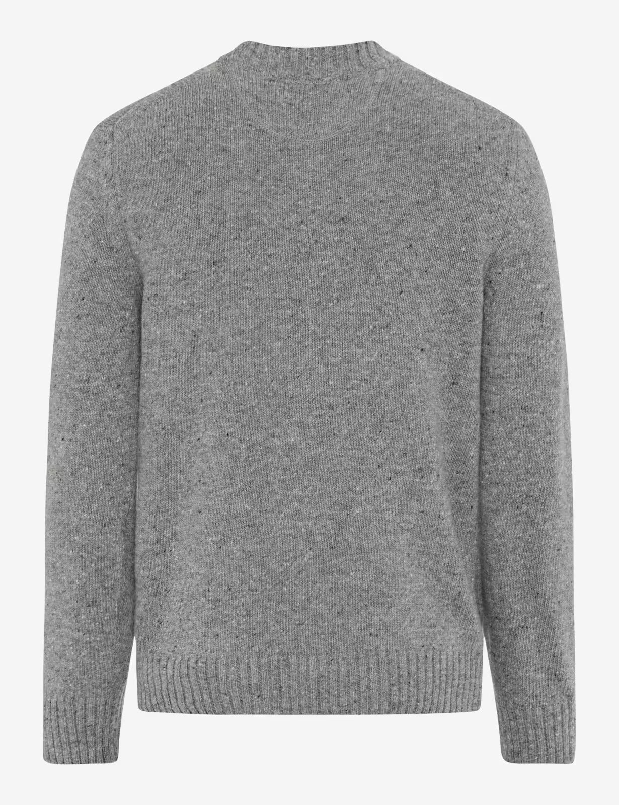 粗花呢外觀圓領羊毛針織套頭衫