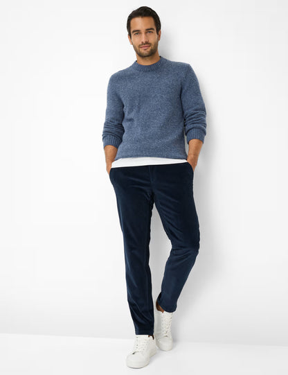 粗花呢外觀圓領羊毛針織套頭衫