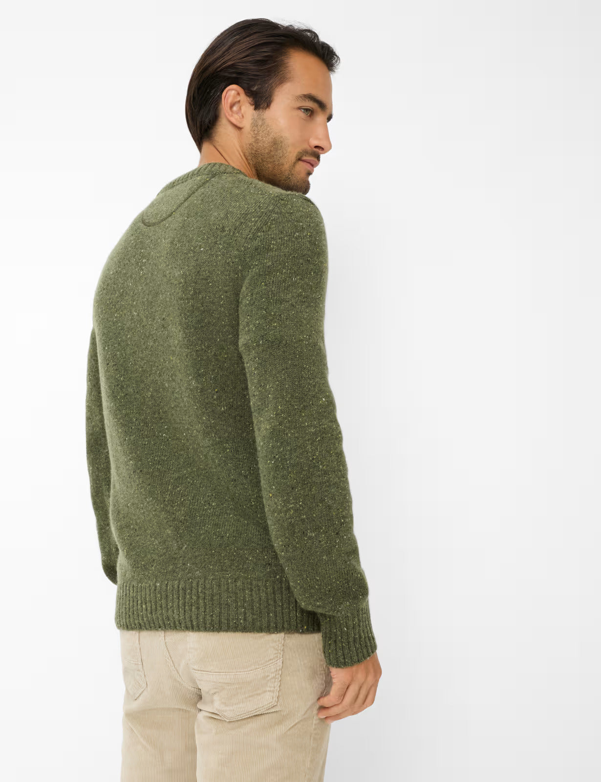 粗花呢外觀圓領羊毛針織套頭衫