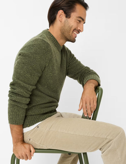 粗花呢外觀圓領羊毛針織套頭衫