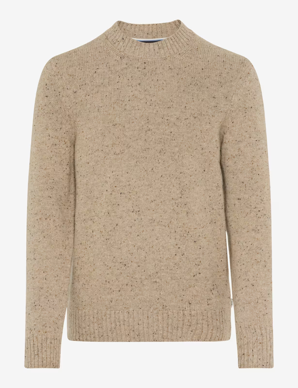 粗花呢外觀圓領羊毛針織套頭衫