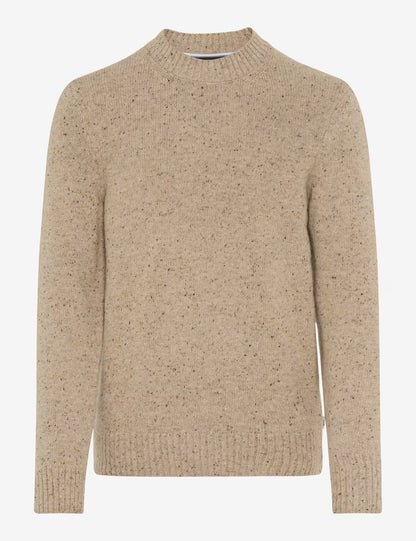 粗花呢外觀圓領羊毛針織套頭衫