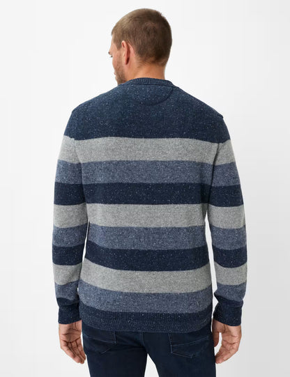 圓領條紋針織套頭衫