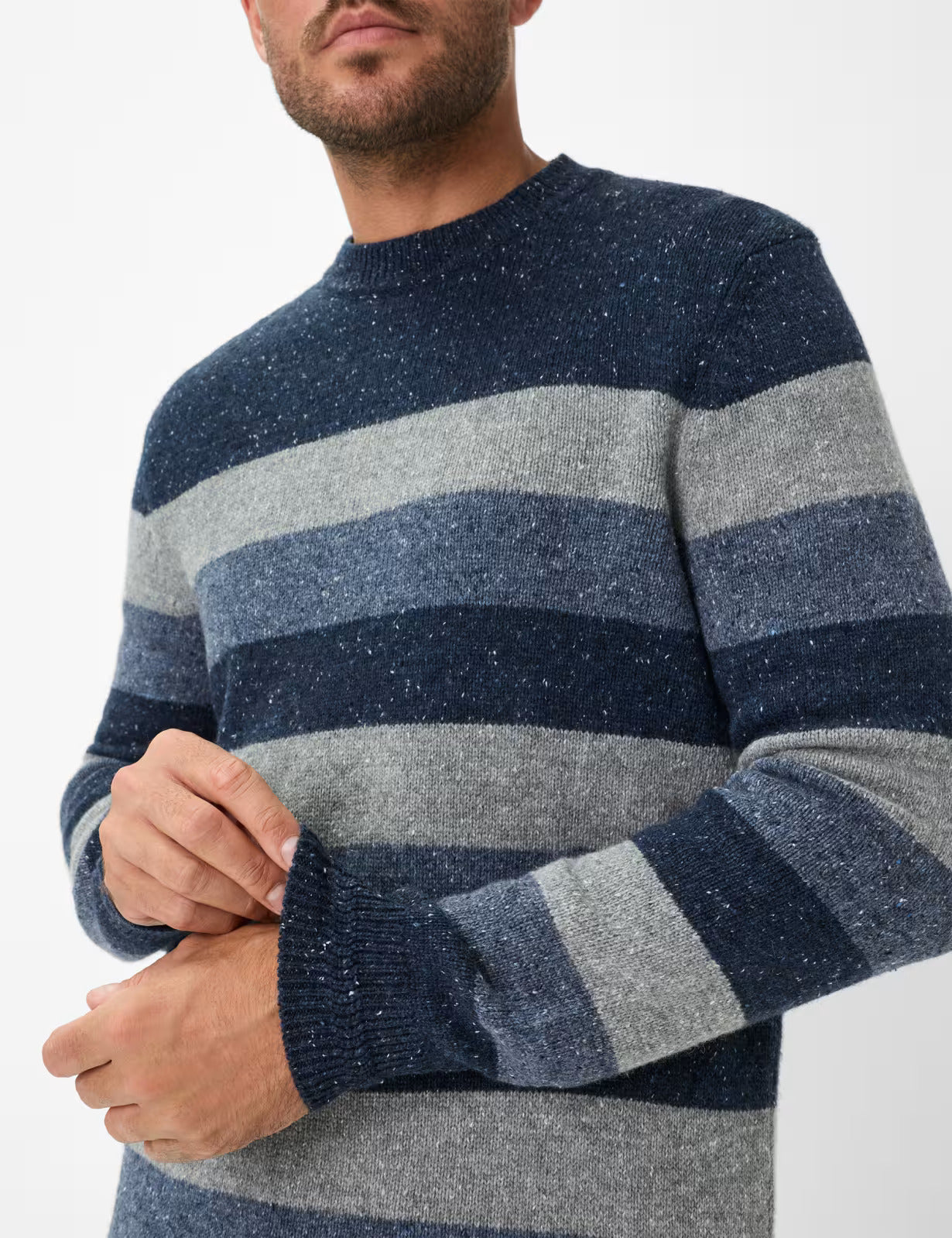 圓領條紋針織套頭衫