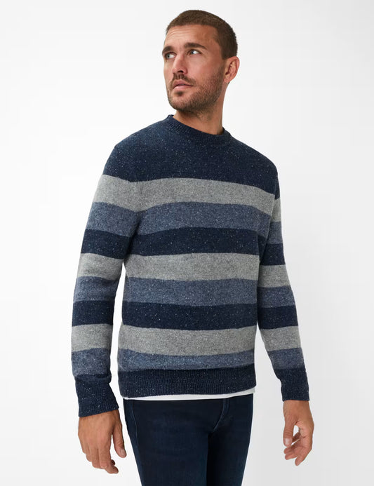 圓領條紋針織套頭衫