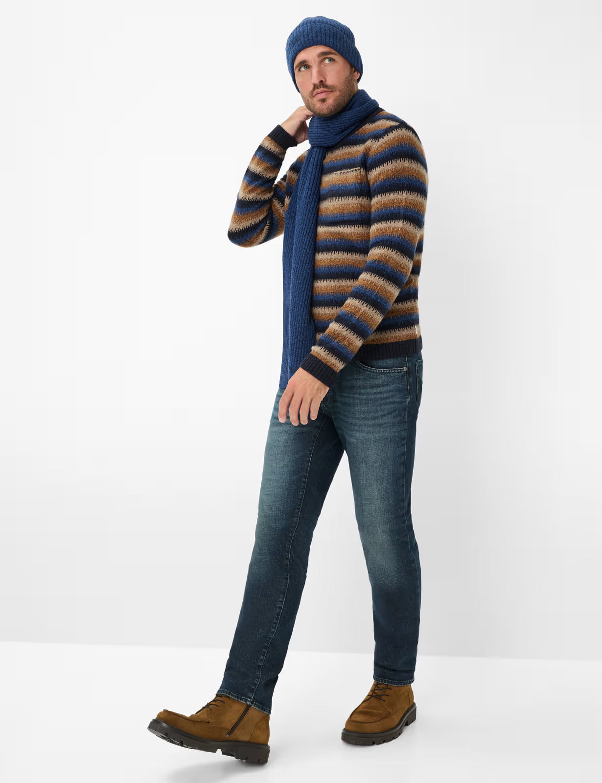 圓領條紋針織套頭衫