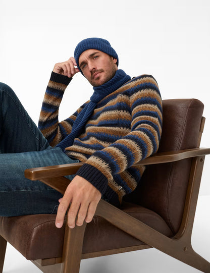 圓領條紋針織套頭衫