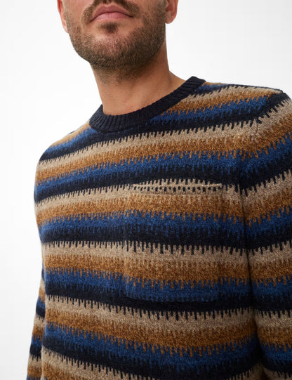 圓領條紋針織套頭衫