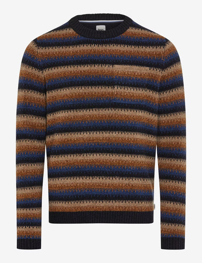 圓領條紋針織套頭衫