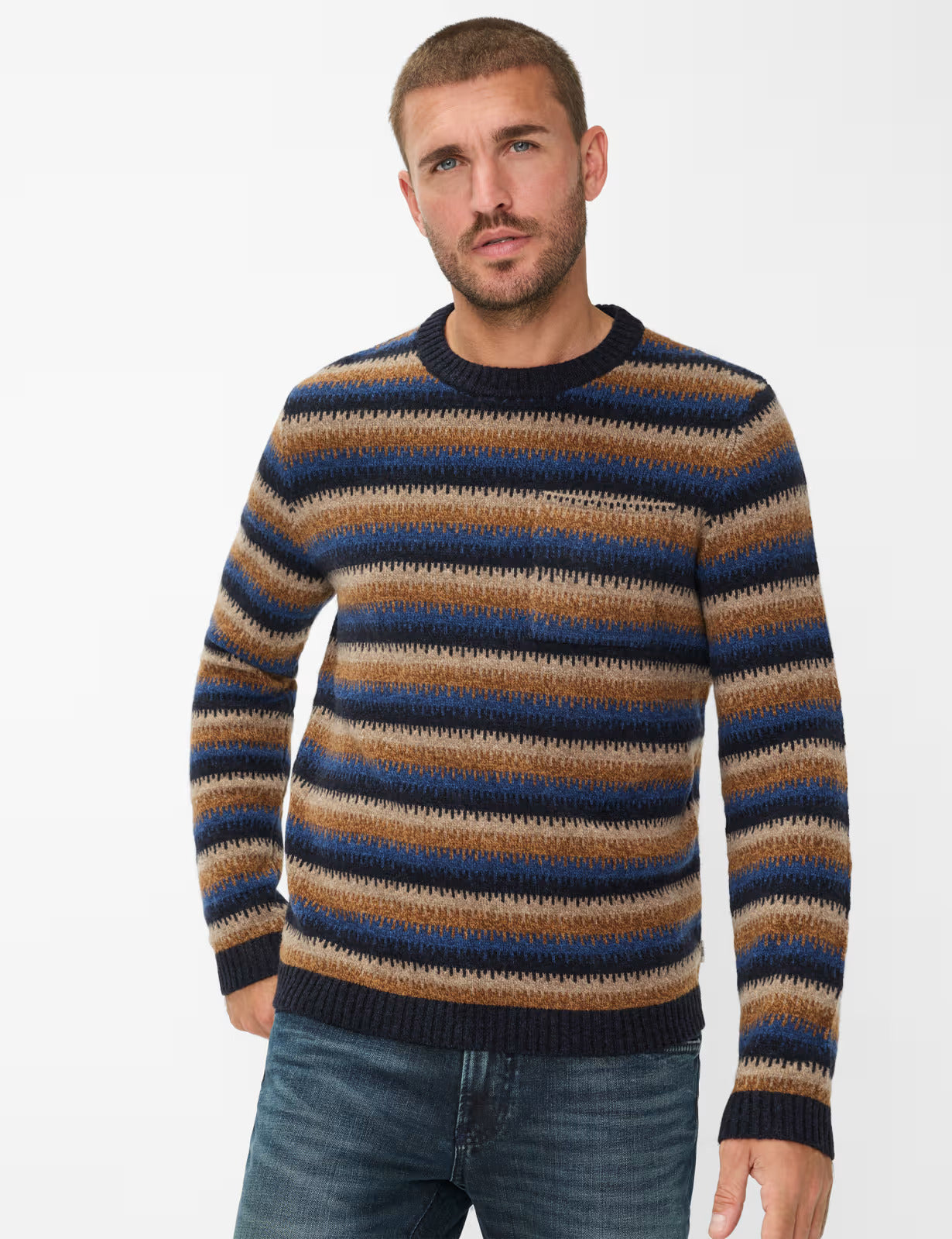 圓領條紋針織套頭衫