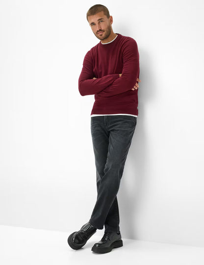 圓領長袖套頭毛衣