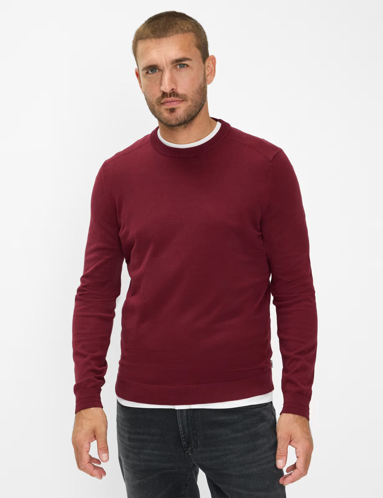 圓領長袖套頭毛衣