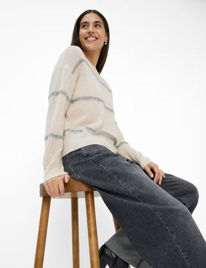 圓領條紋針織套頭衫