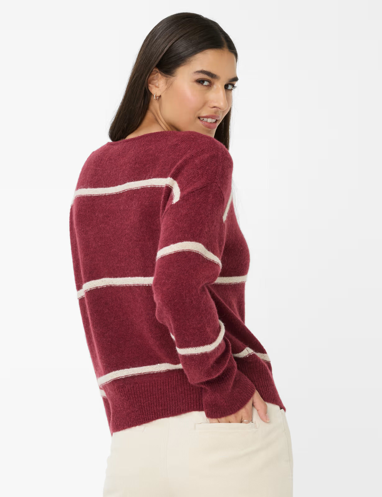 圓領條紋針織套頭衫