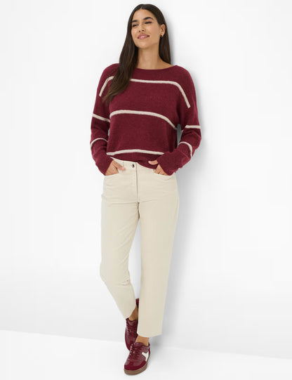 圓領條紋針織套頭衫