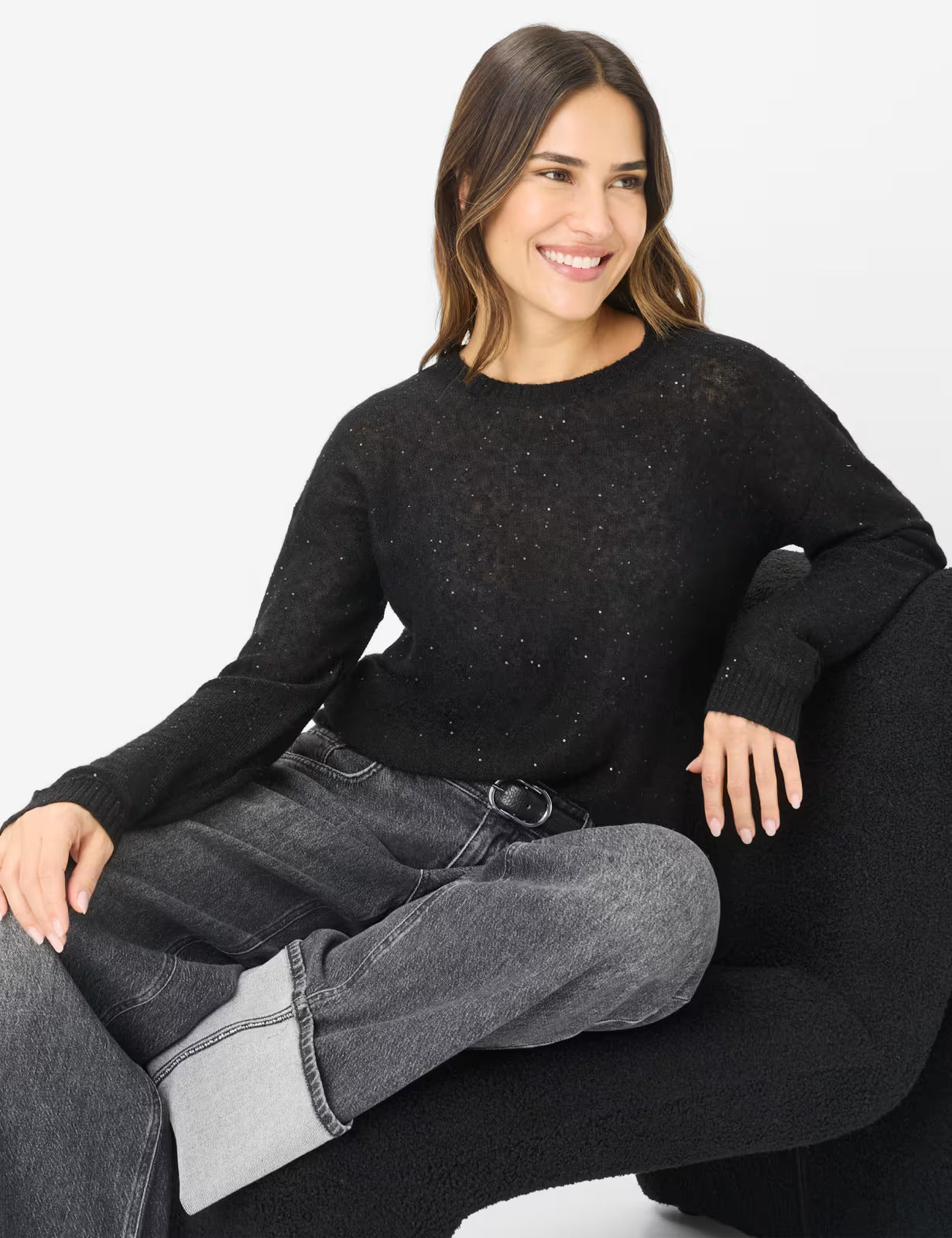 圓領長袖針織套頭衫