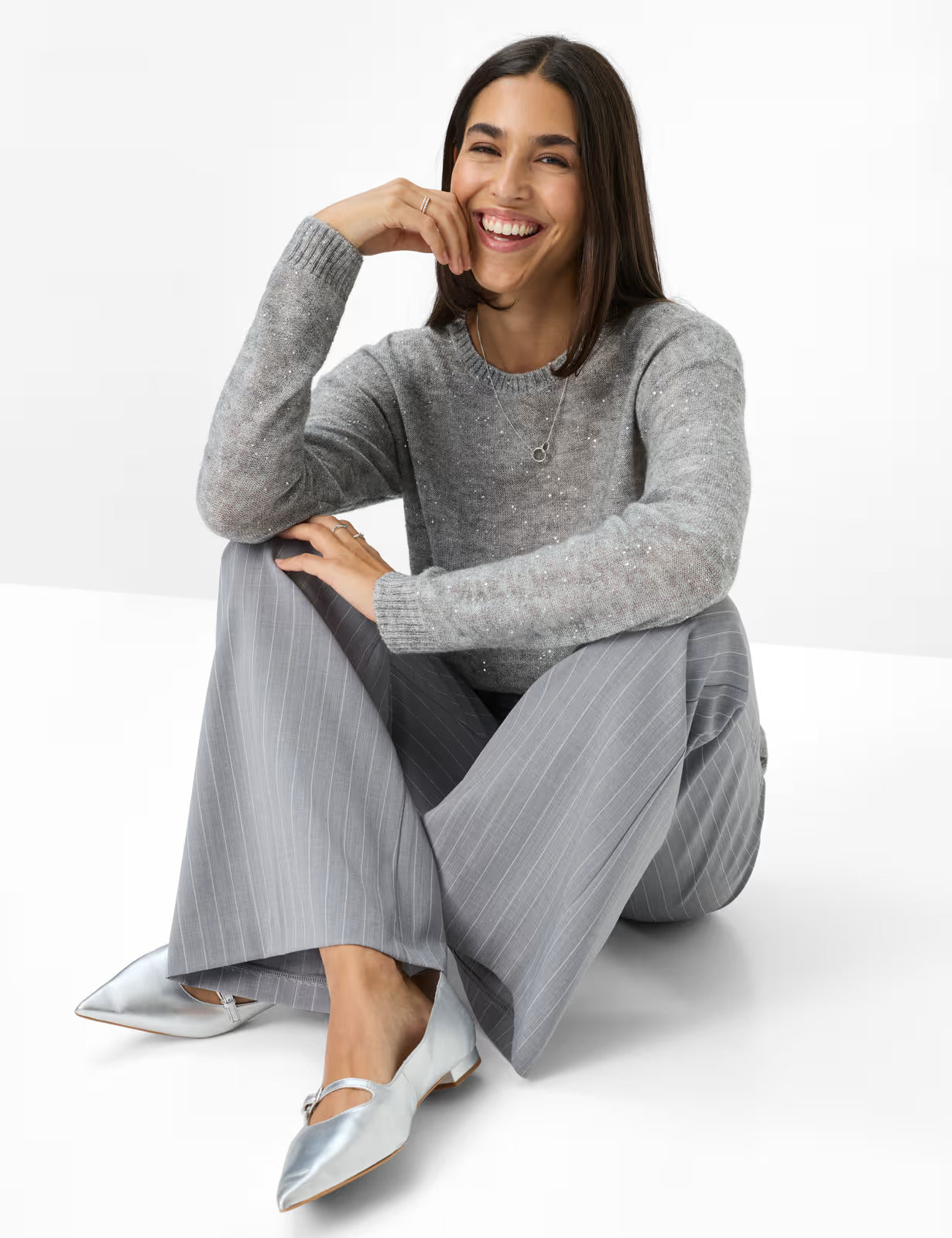 圓領長袖針織套頭衫