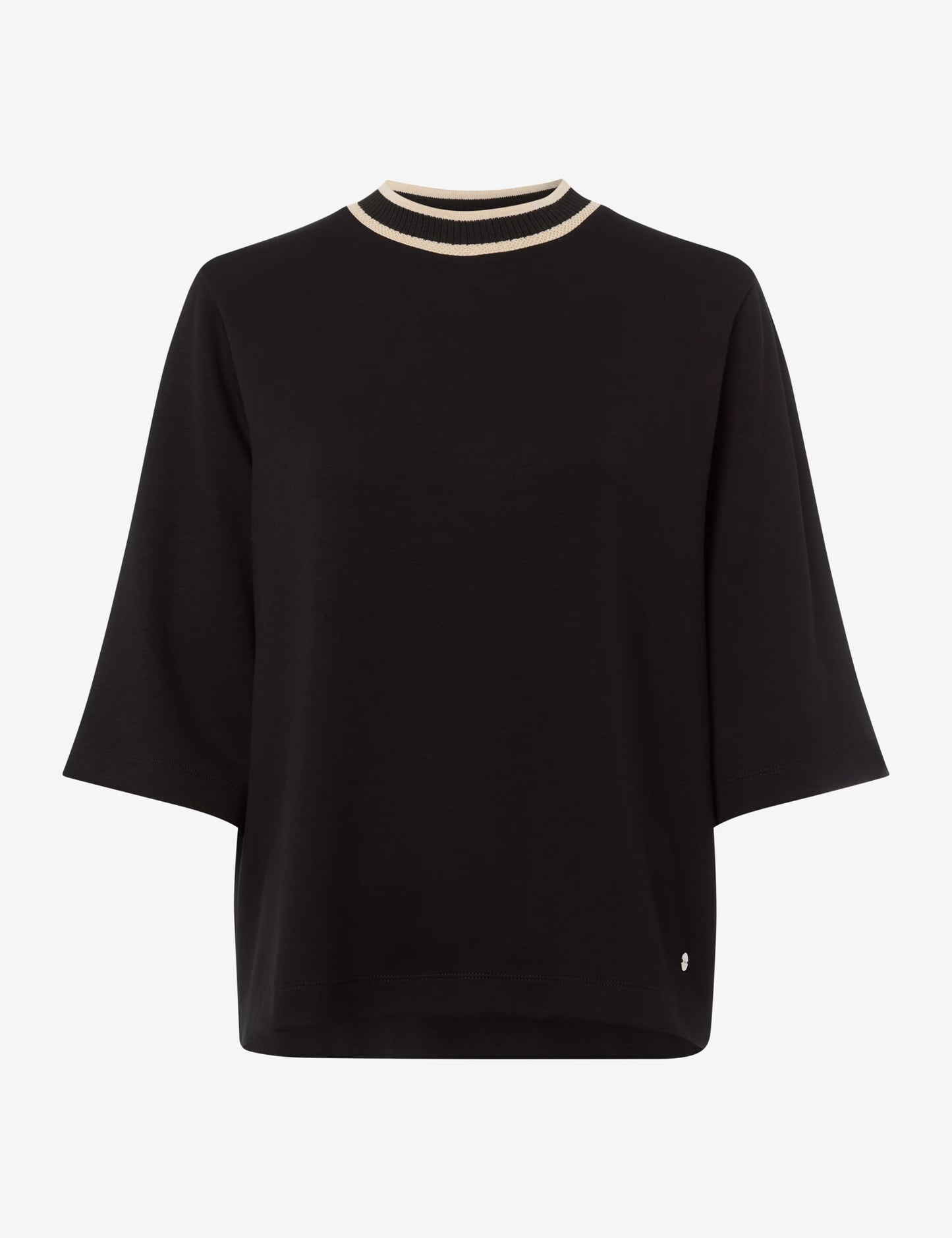 撞色飾邊高領休閒上衣