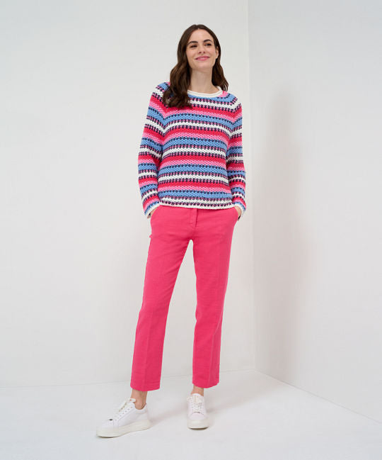 Striped Pullover with Fancy Knit Look