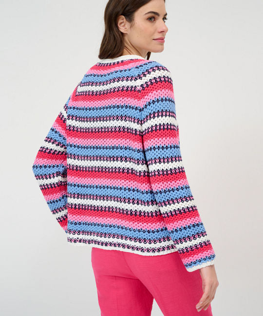 Striped Pullover with Fancy Knit Look