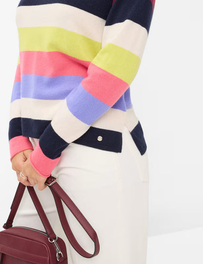 彩色條紋羊毛針織套頭衫