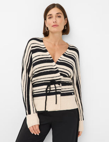 條紋包裹式針織開衫