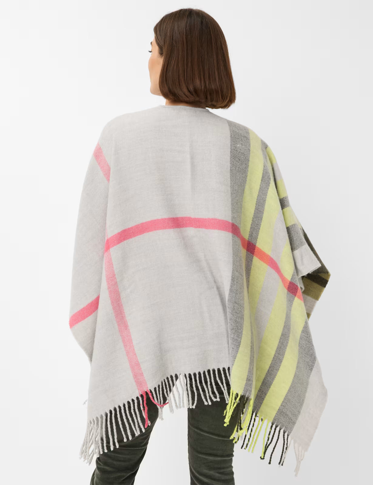 V領彩色格紋斗篷