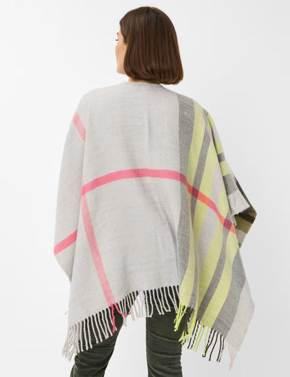 V領彩色格紋斗篷