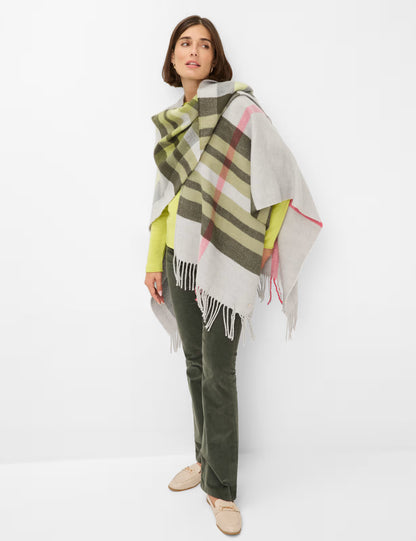 V領彩色格紋斗篷