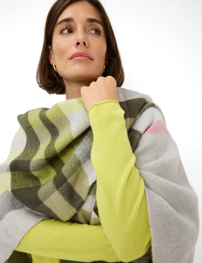 V領彩色格紋斗篷