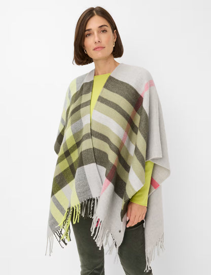 V領彩色格紋斗篷
