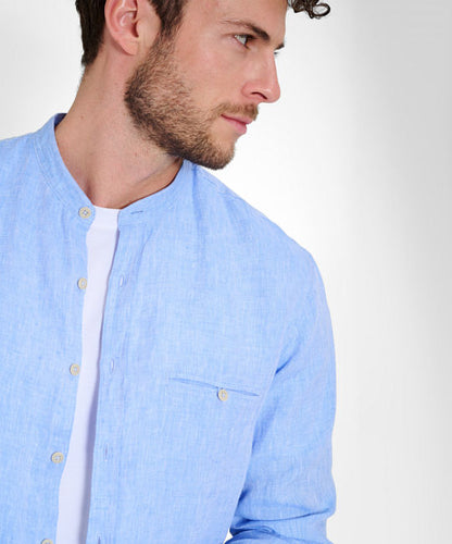 Stand-up Collar Shirt in Summery Linen