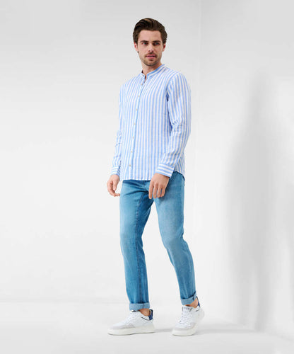 Striped shirt with Stand-up Collar