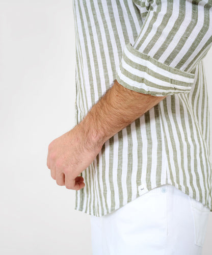 Striped shirt with Stand-up Collar